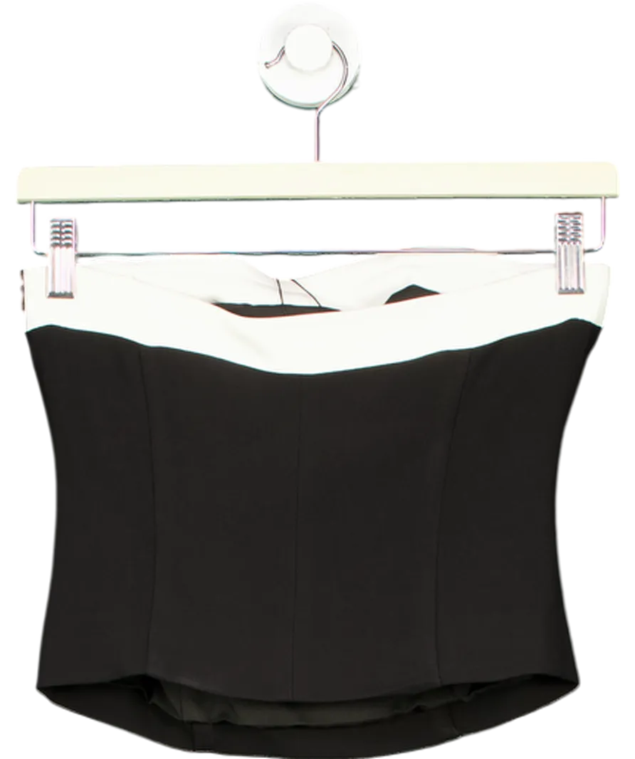 Karen Millen Black The Founder Compact Stretch Viscose Contrast Detail Bandeau Top UK 4