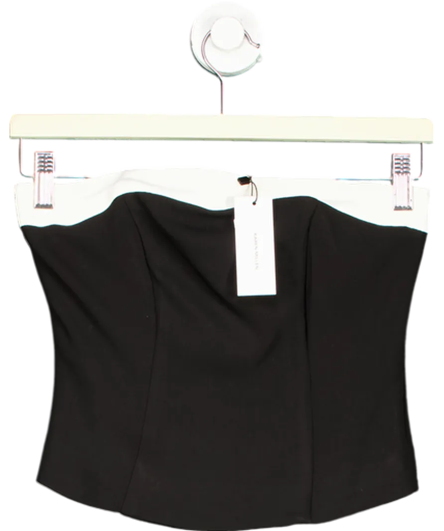 Karen Millen Black The Founder Compact Stretch Viscose Contrast Detail Bandeau Top UK 4