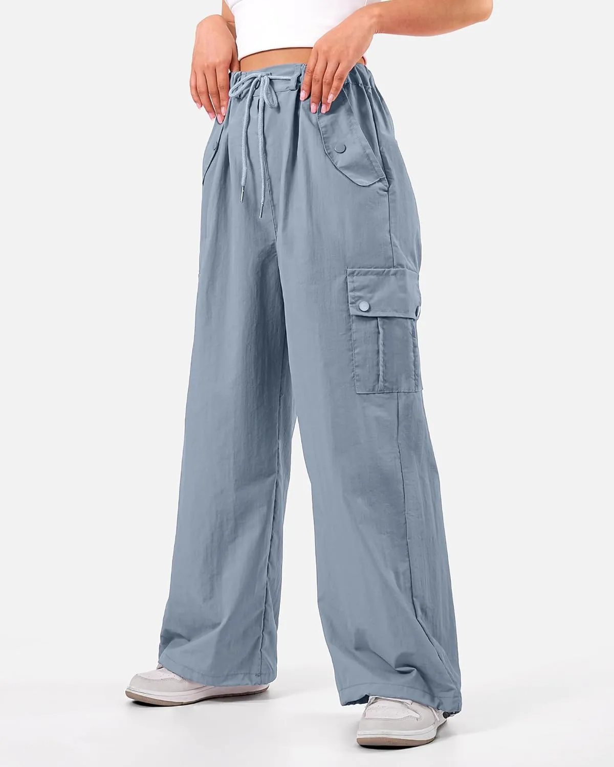 KEREDA Cargo Pants for Girls Parachute Baggy Joggers Pants Kids Clothes with Pockets 6-14Y