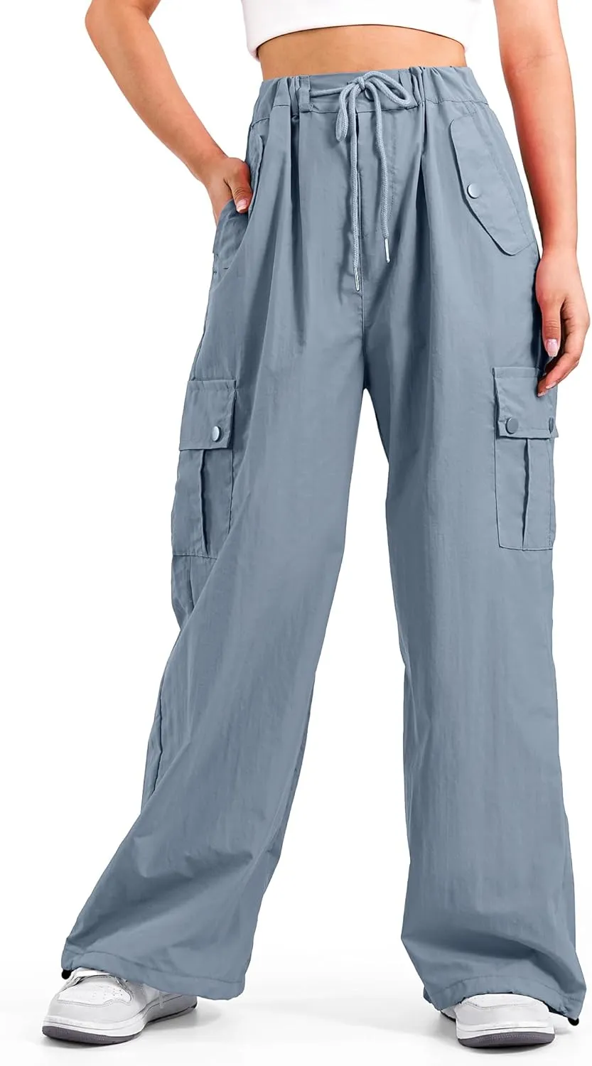 KEREDA Cargo Pants for Girls Parachute Baggy Joggers Pants Kids Clothes with Pockets 6-14Y