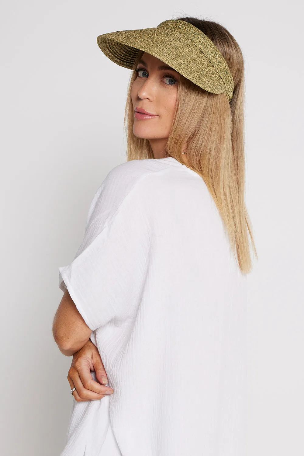 Laguna Beach Straw Visor - Khaki