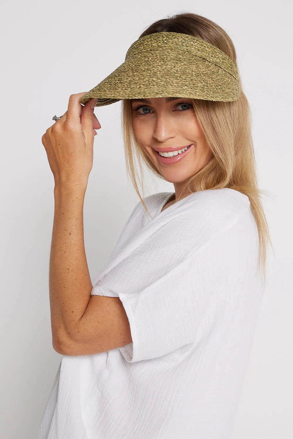 Laguna Beach Straw Visor - Khaki