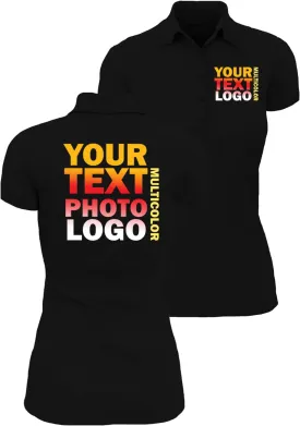 lepni.me Women's Polo Shirt Lady-fit Custom Company Logo Personalized Front & Back Print for Business Workwear Uniform Golf