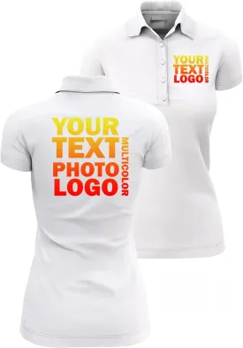 lepni.me Women's Polo Shirt Lady-fit Custom Company Logo Personalized Front & Back Print for Business Workwear Uniform Golf