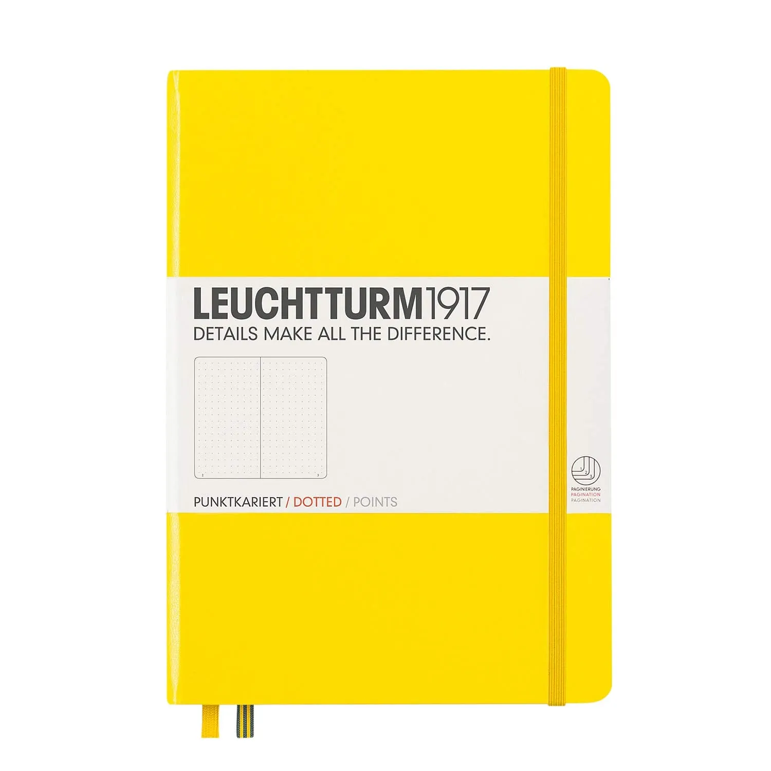 Leuchtturm1917 Medium A5 Dotted Hardcover Notebook (Lemon) - 249 Numbered Pages