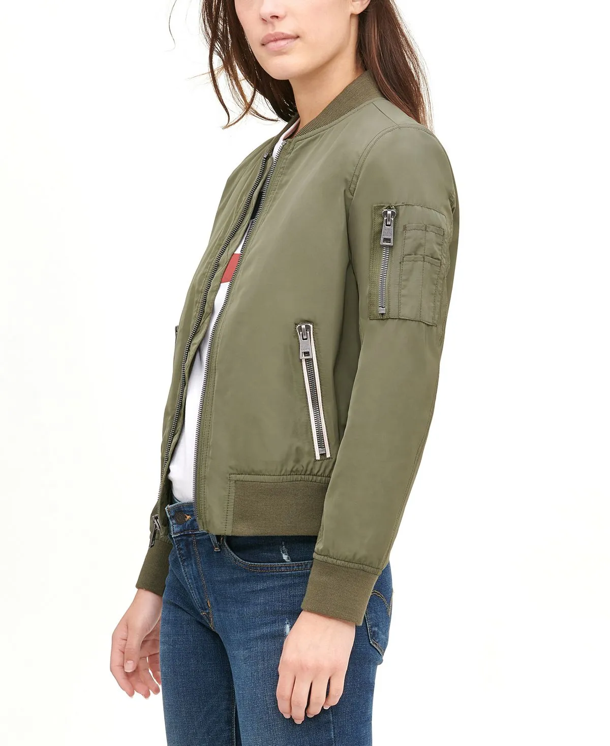 Levi's Women's Lightweight Zip Bomber Jacket, Green