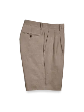 Linen Pleated Shorts - Khaki