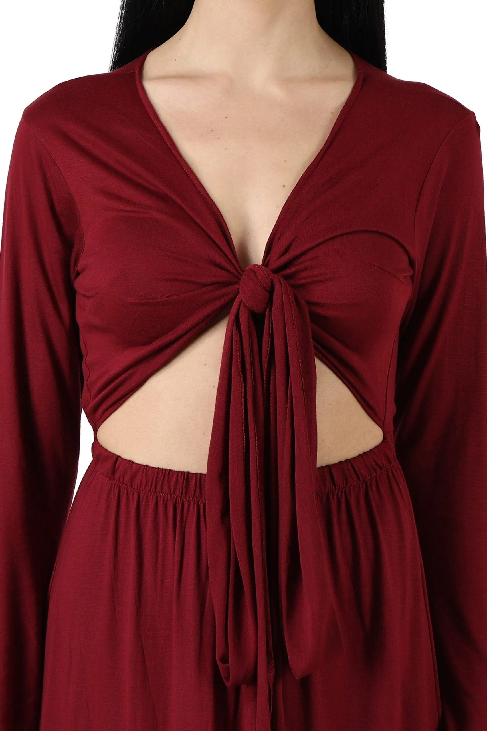 Maroon Solid Multiway Wear Maxi Dress