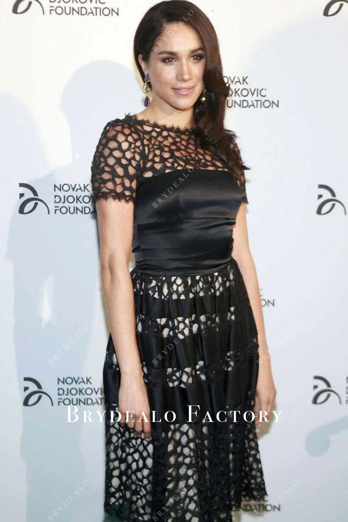 Meghan Markle 2013 Novak Djokovic Dinner Black Lace Dress