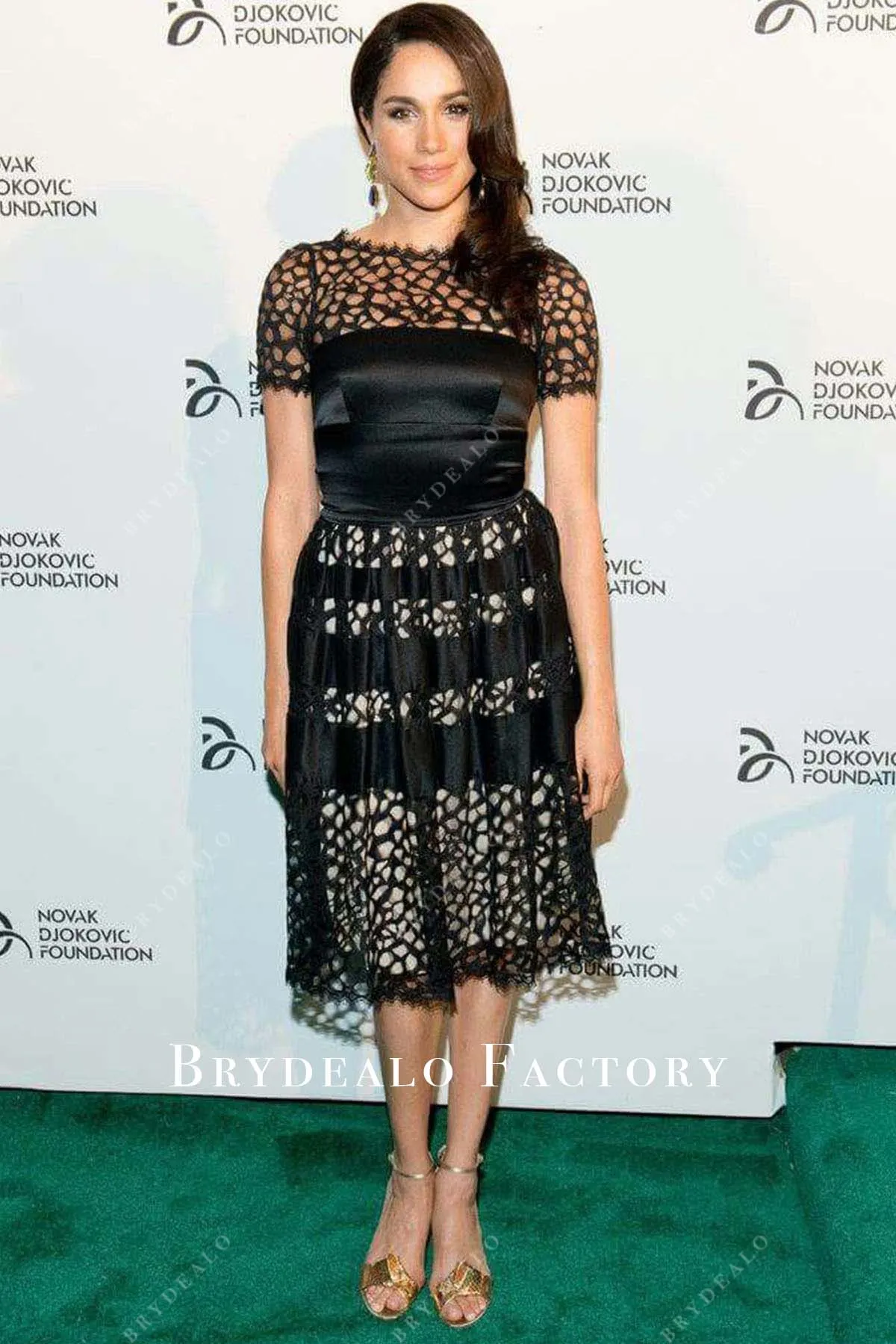 Meghan Markle 2013 Novak Djokovic Dinner Black Lace Dress