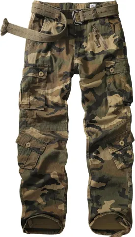 Men's BDU Casual Military Pants, Tactical Wild Army Combat ACU Rip Stop Camo Cargo Work Pants Trousers with 8 Pockets