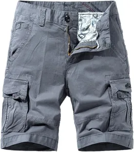 Men's Multi Pockets Military Cargo Shorts Summer Regular Fit Cotton Work Shorts