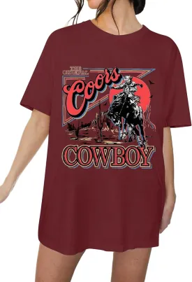 MISSACTIVER Womens Oversized Vintage Western Cowboy Graphic T-Shirt Drop Shoulder Short Sleeve Graphics Tee Shirt