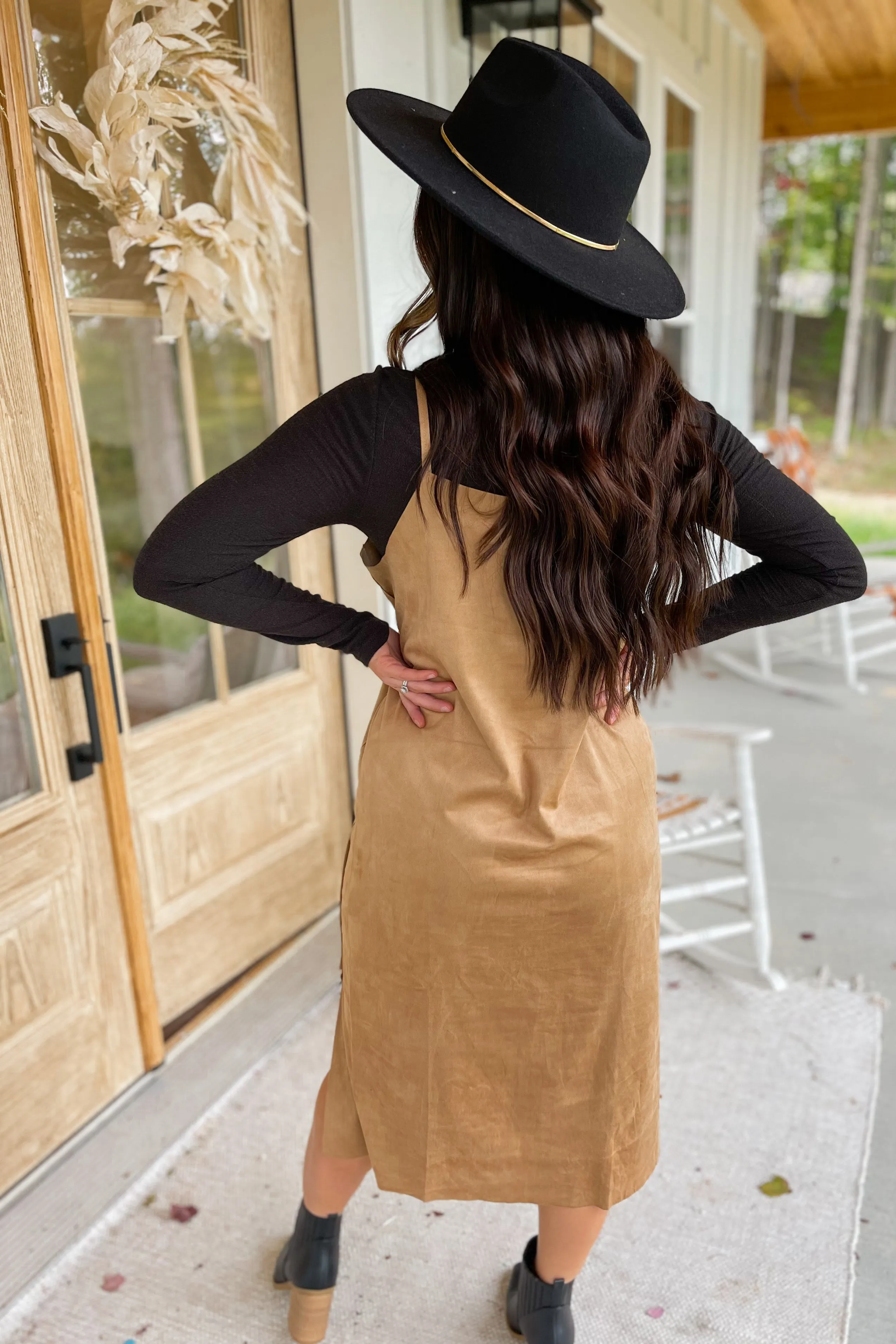 Monroe Faux Suede Cut Edge Cami Midi Dress *FINAL SALE*