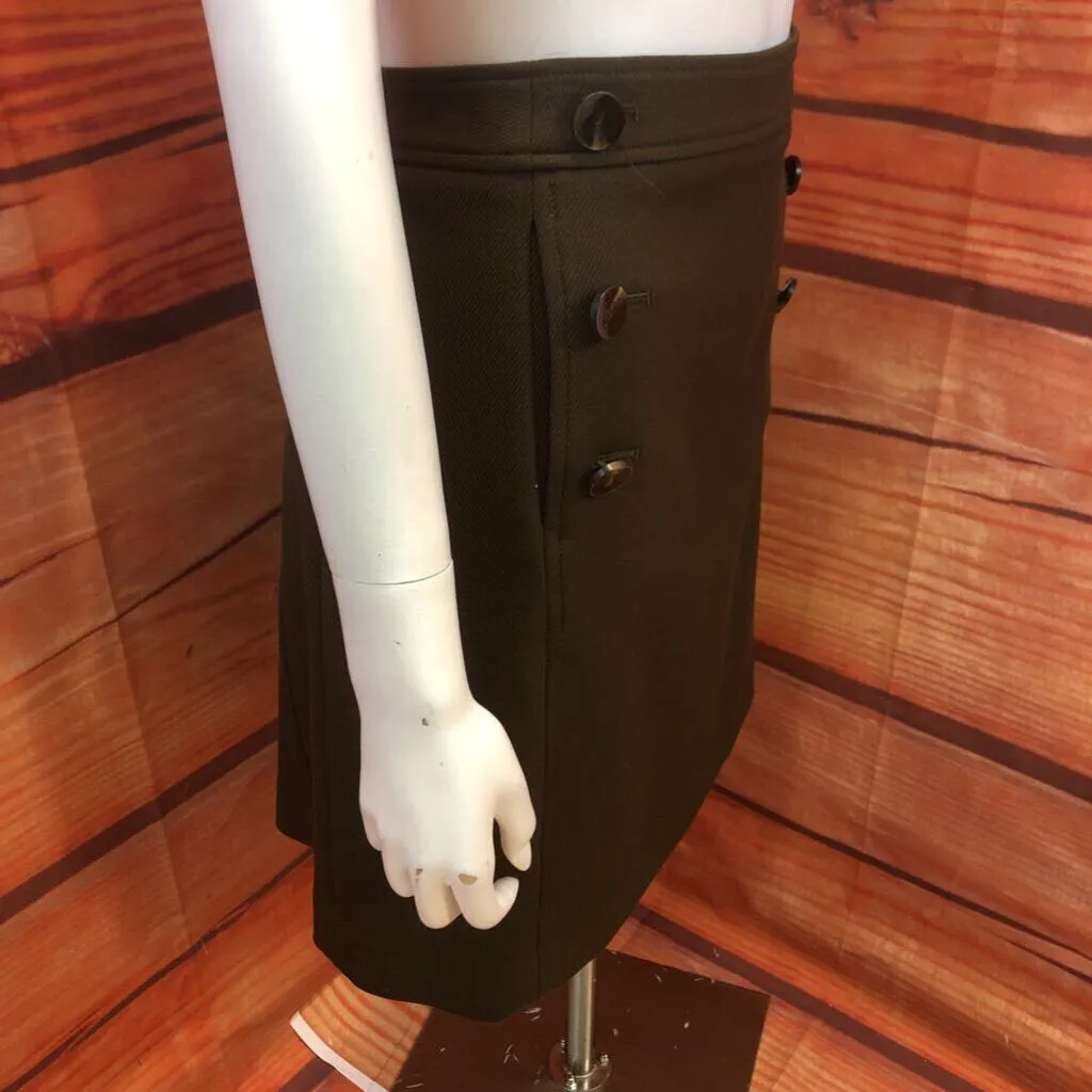 NWT ANN TAYLOR ARMY GREEN BUTTON SKIRT SIZE 16P TC3