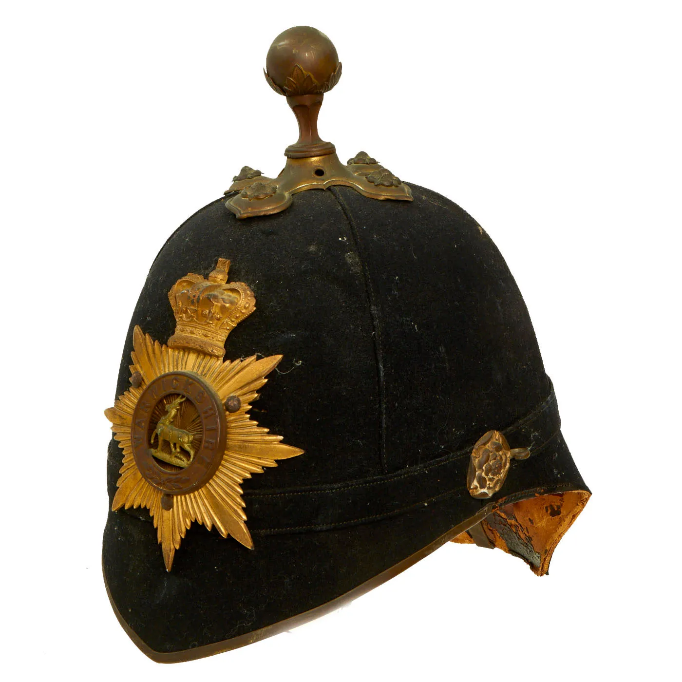 Original British Victorian Royal Warwickshire Officer Blue Cloth Dress Spike Helmet