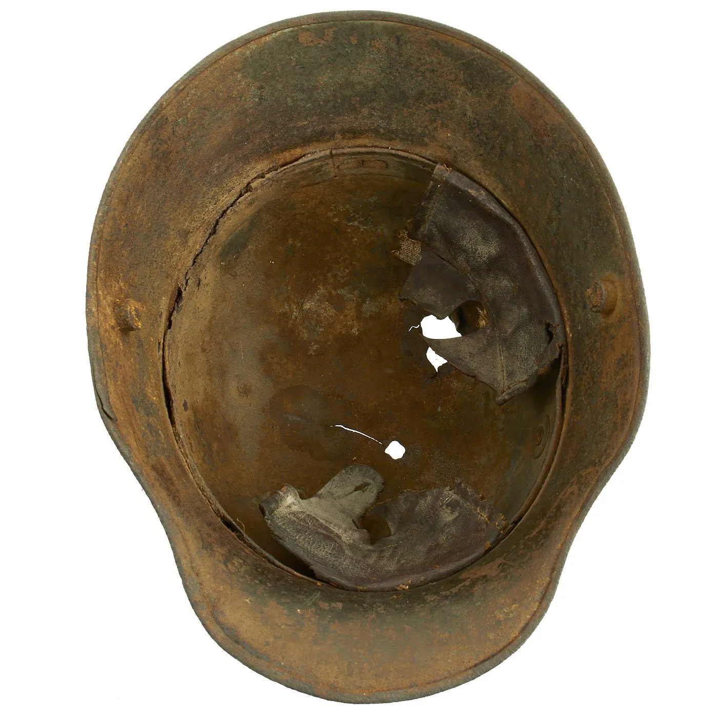 Original German WWI Battlefield Pickup M16 KIA Shot Through Helmet with Partial Liner - Size 66 Shell