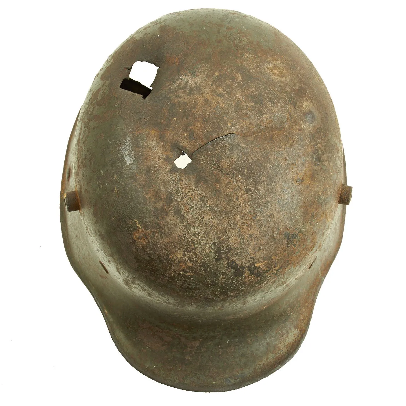 Original German WWI Battlefield Pickup M16 KIA Shot Through Helmet with Partial Liner - Size 66 Shell