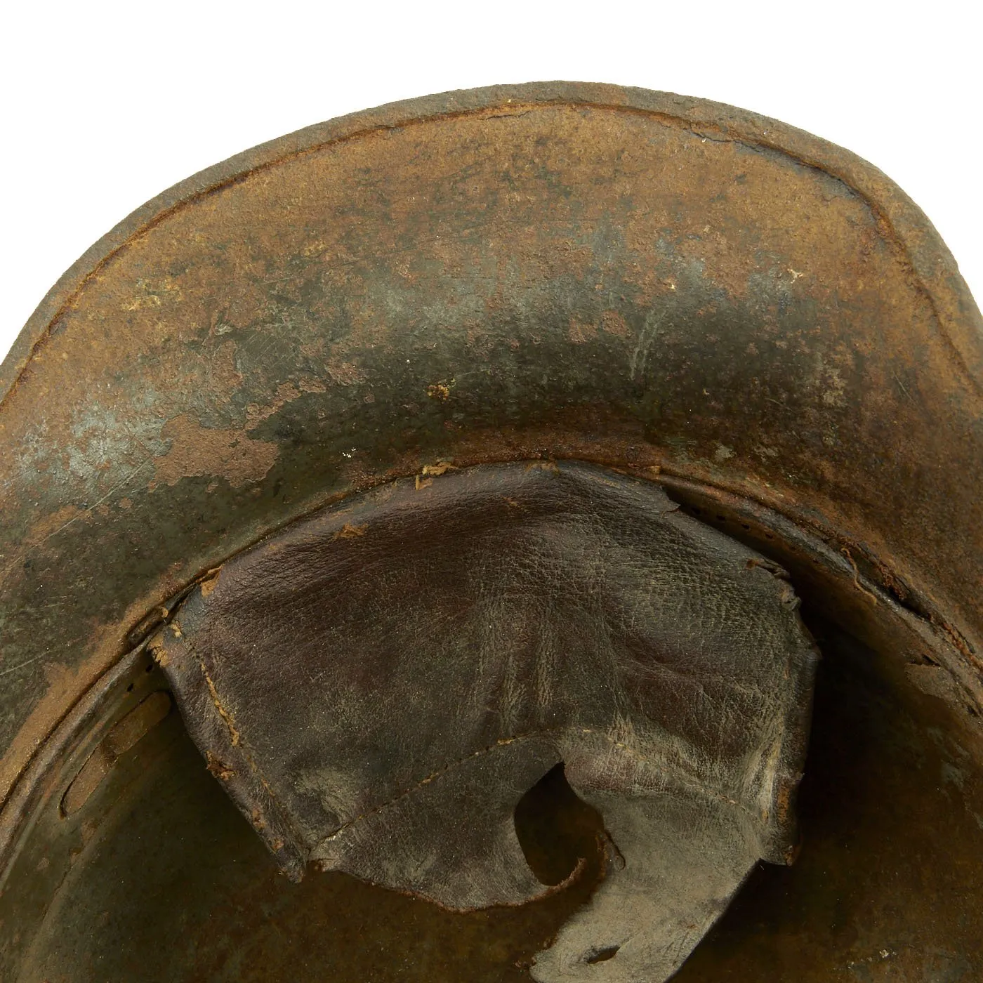 Original German WWI Battlefield Pickup M16 KIA Shot Through Helmet with Partial Liner - Size 66 Shell