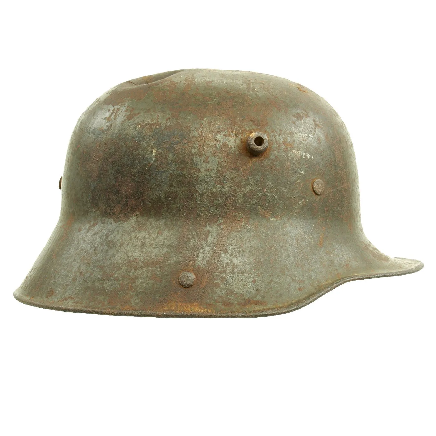Original German WWI Battlefield Pickup M16 KIA Shot Through Helmet with Partial Liner - Size 66 Shell