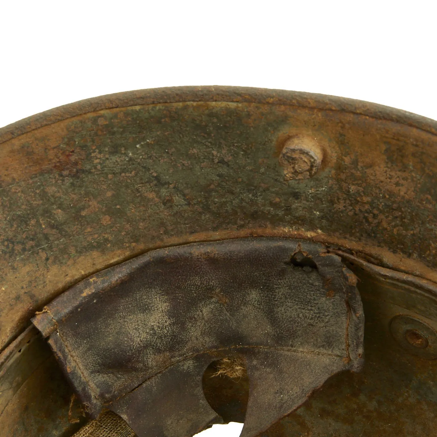 Original German WWI Battlefield Pickup M16 KIA Shot Through Helmet with Partial Liner - Size 66 Shell