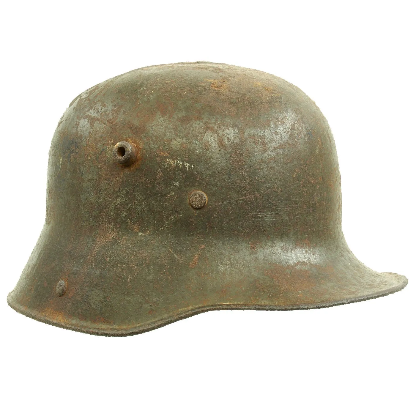 Original German WWI Battlefield Pickup M16 KIA Shot Through Helmet with Partial Liner - Size 66 Shell