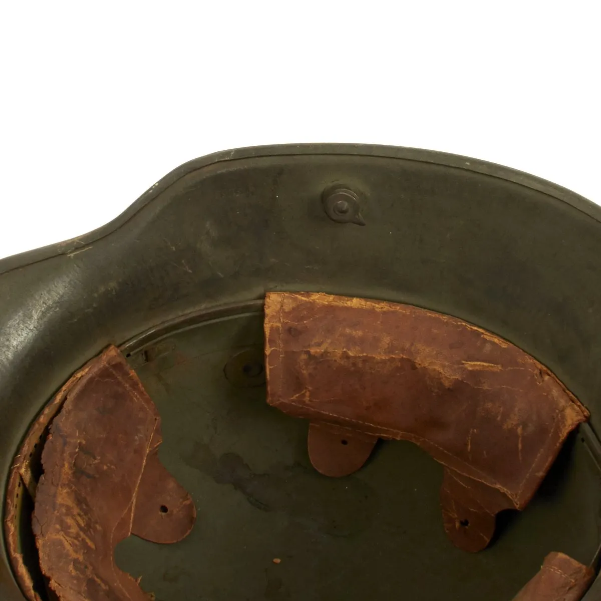 Original German WWI M16 Helmet with Original Camouflage Paint and Liner- Stamped Si66