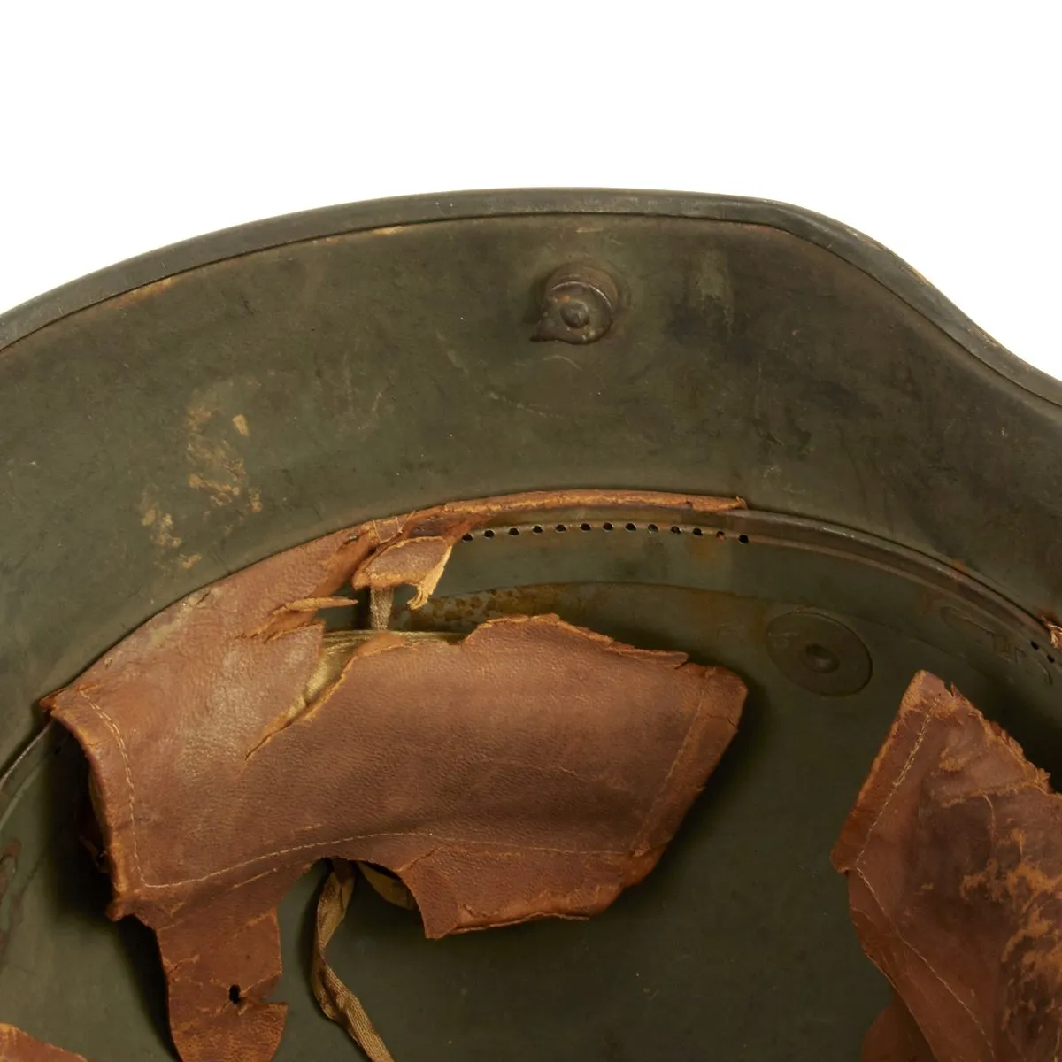 Original German WWI M16 Helmet with Original Camouflage Paint and Liner- Stamped Si66