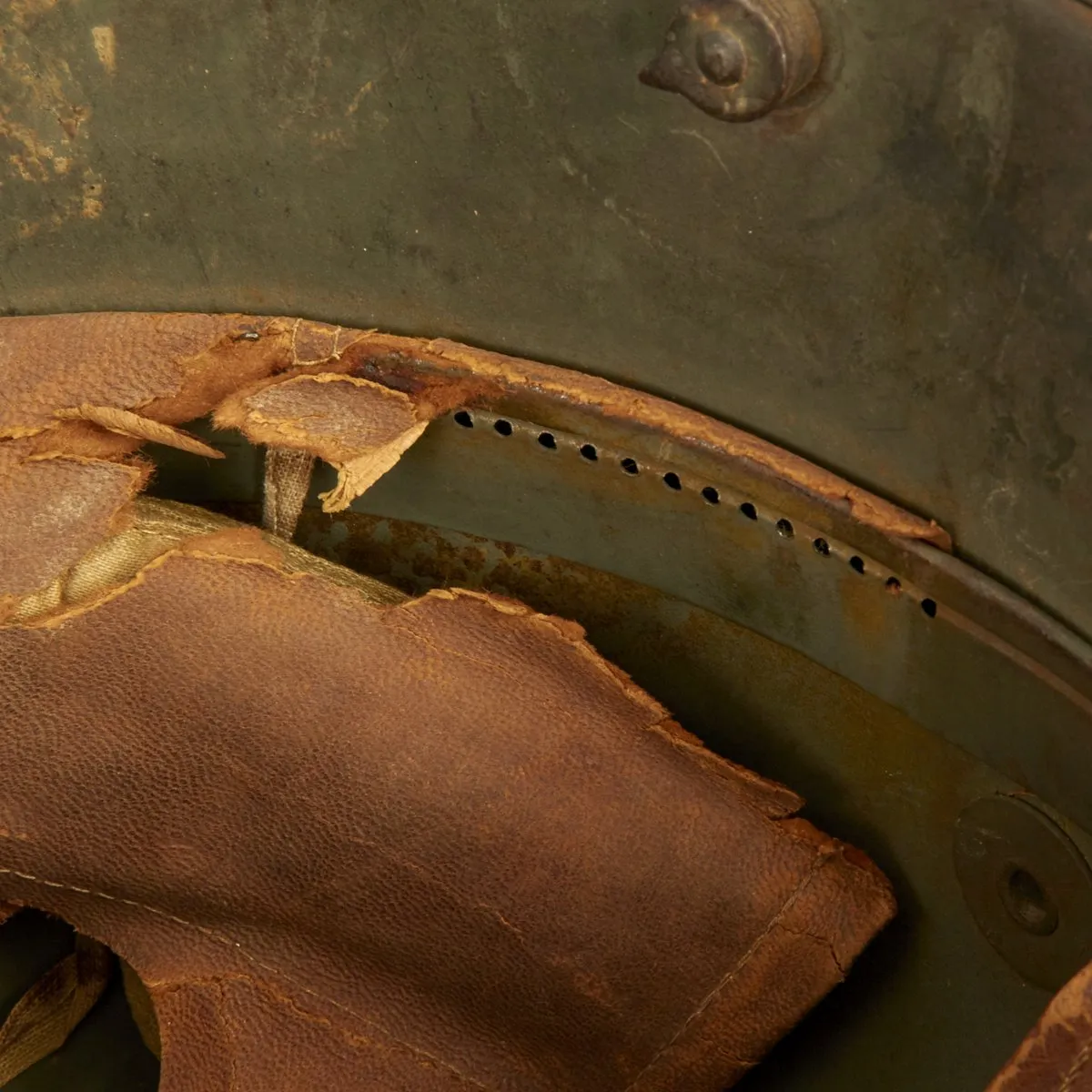 Original German WWI M16 Helmet with Original Camouflage Paint and Liner- Stamped Si66