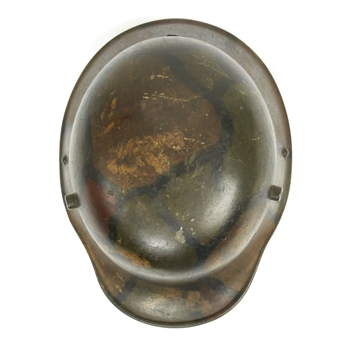 Original German WWI M16 Helmet with Original Camouflage Paint and Liner- Stamped Si66