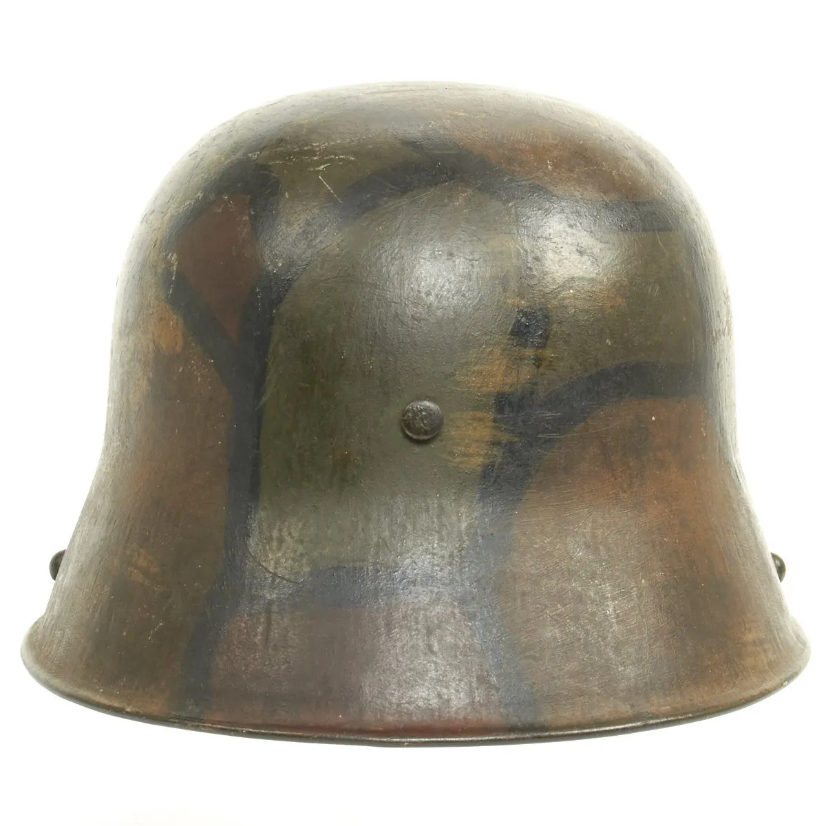Original German WWI M16 Helmet with Original Camouflage Paint and Liner- Stamped Si66