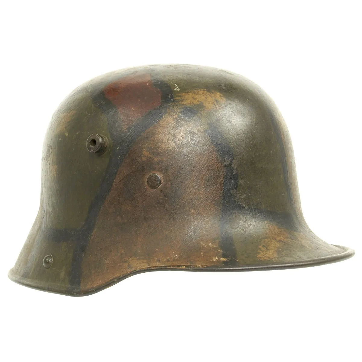 Original German WWI M16 Helmet with Original Camouflage Paint and Liner- Stamped Si66