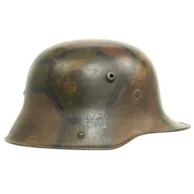 Original German WWI M16 Helmet with Original Camouflage Paint and Liner- Stamped Si66