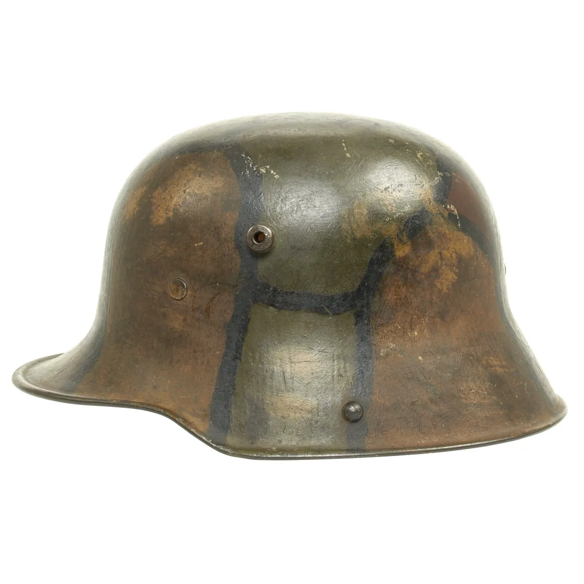 Original German WWI M16 Helmet with Original Camouflage Paint and Liner- Stamped Si66