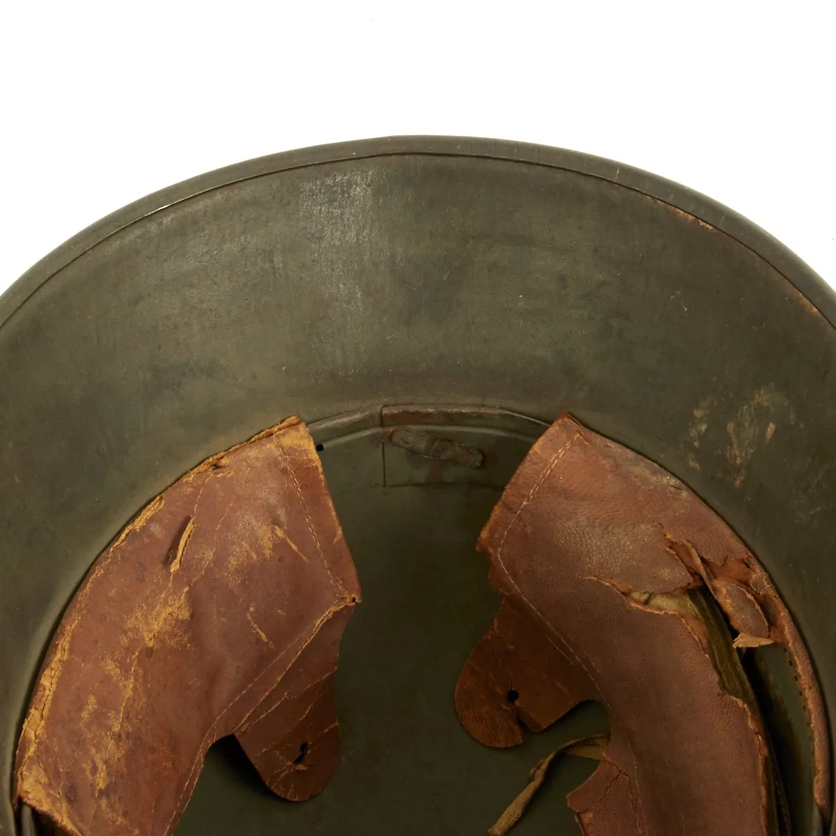 Original German WWI M16 Helmet with Original Camouflage Paint and Liner- Stamped Si66