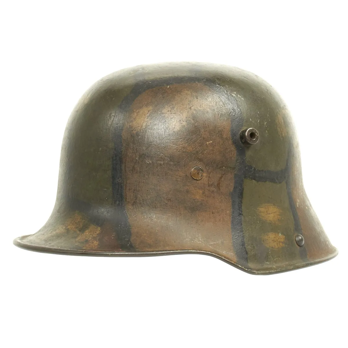 Original German WWI M16 Helmet with Original Camouflage Paint and Liner- Stamped Si66