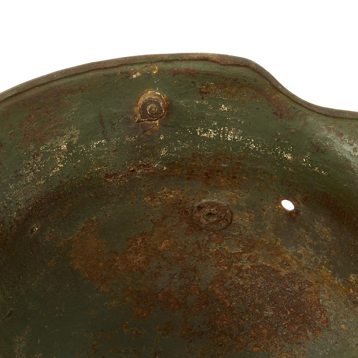 Original German WWI M16 Stahlhelm Helmet Shell with Original Panel Camouflage Paint - marked B.F. 62