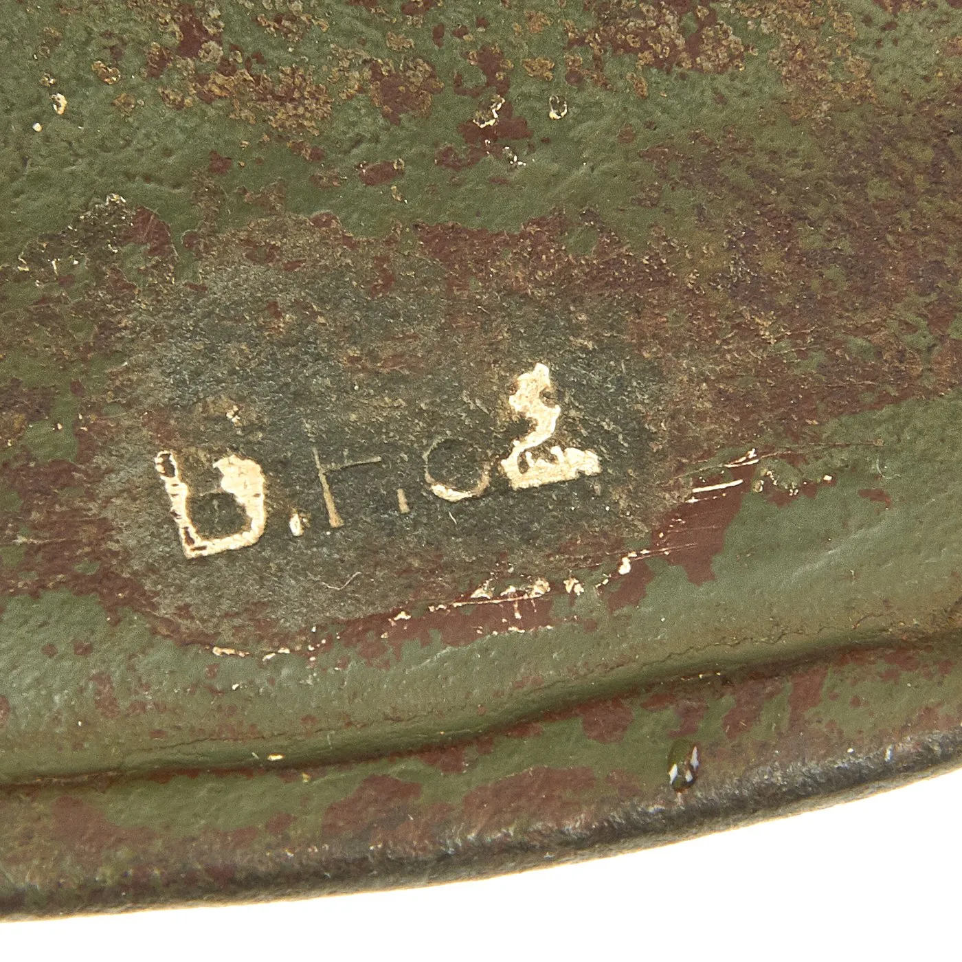 Original German WWI M16 Stahlhelm Helmet Shell with Original Panel Camouflage Paint - marked B.F. 62