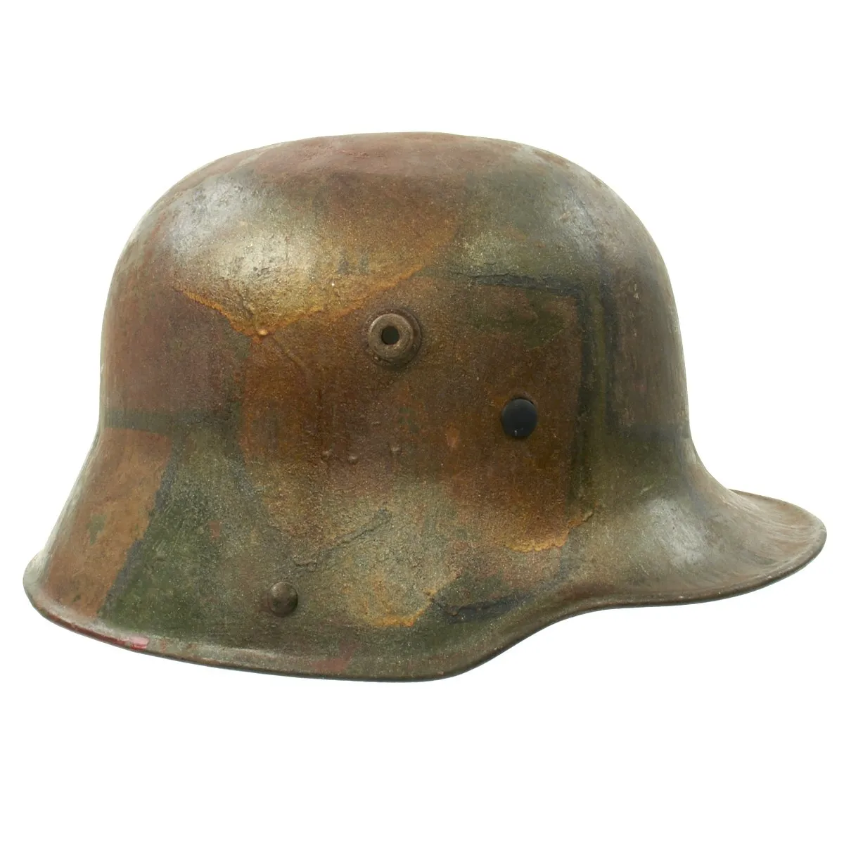 Original German WWI M16 Stahlhelm Helmet with Original Camouflage Paint