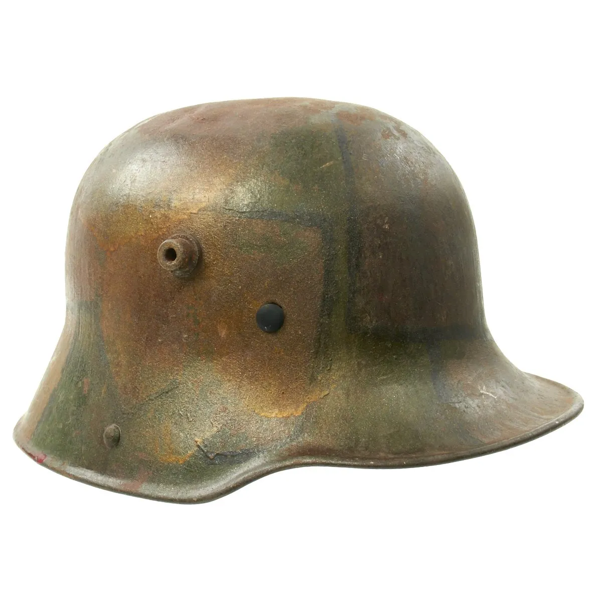 Original German WWI M16 Stahlhelm Helmet with Original Camouflage Paint