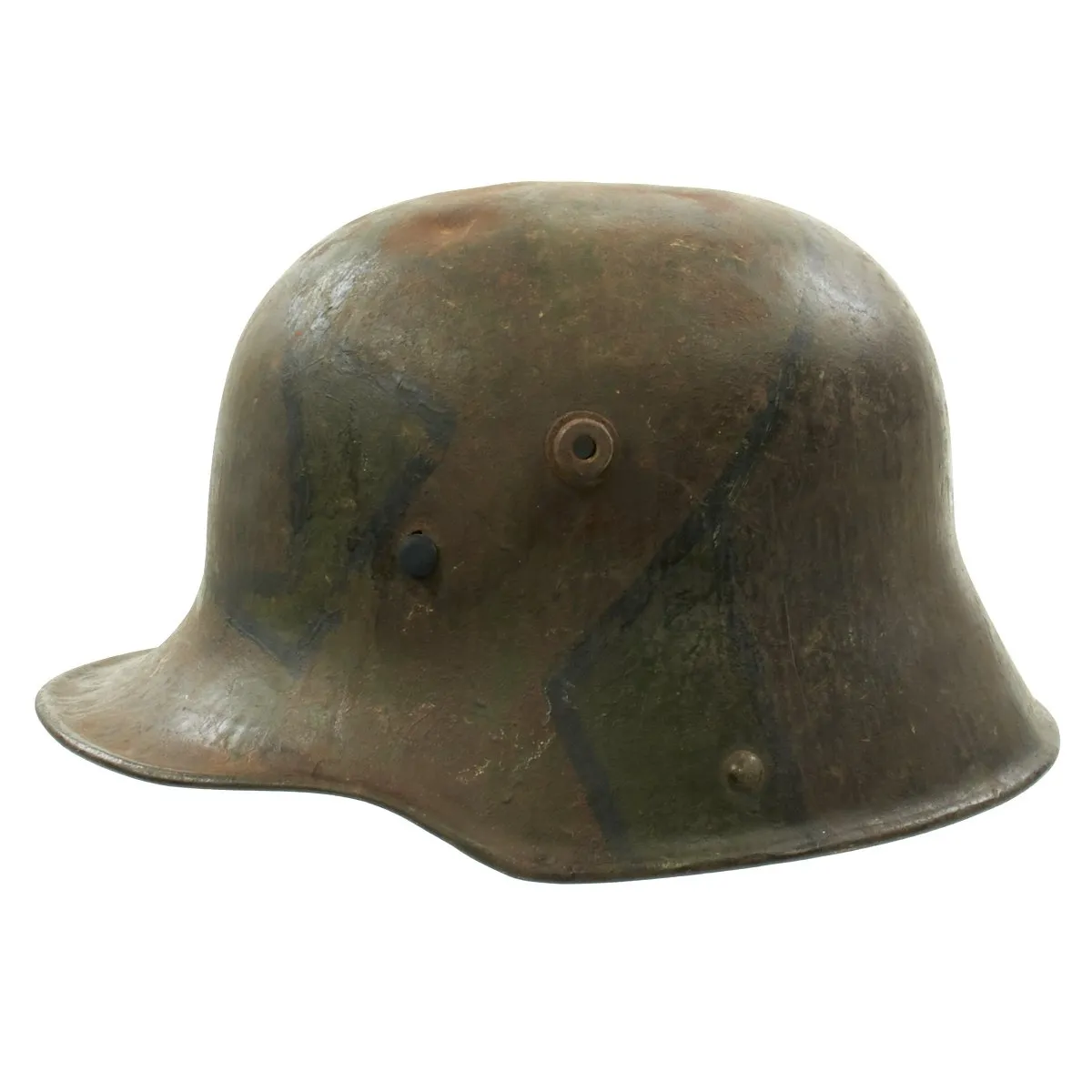 Original German WWI M16 Stahlhelm Helmet with Original Camouflage Paint
