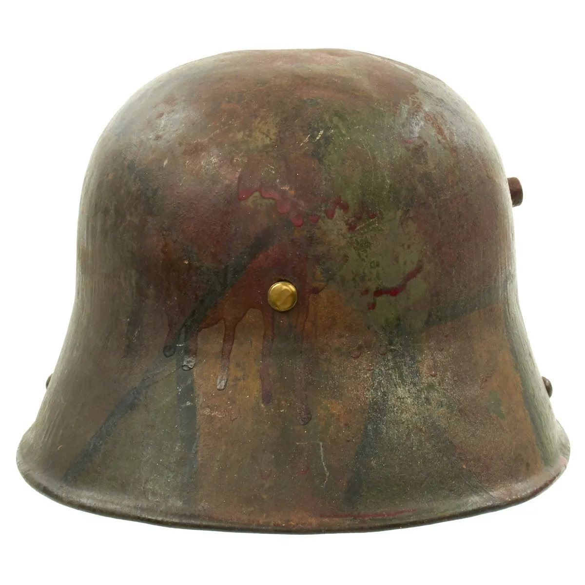 Original German WWI M16 Stahlhelm Helmet with Original Camouflage Paint