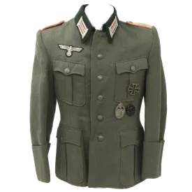 Original German WWII Panzer Tank Officer M40 Feldbluse with Badges - Dated 1942