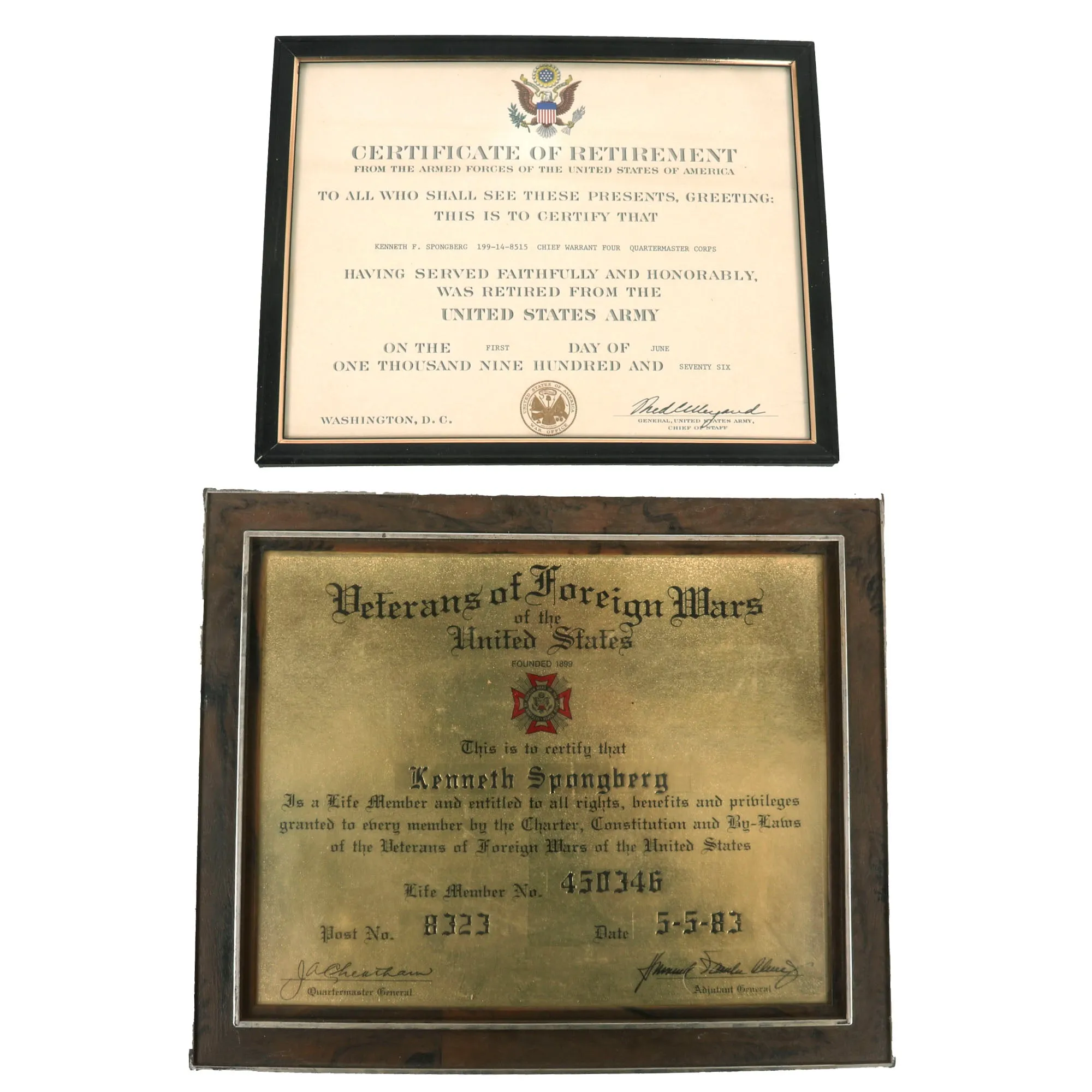 Original U.S. Vietnam War & Post Vietnam 1st Infantry Division Engraved Bronze Star Medal with OLC & Certificate Grouping - Army Commendation Medal & Others