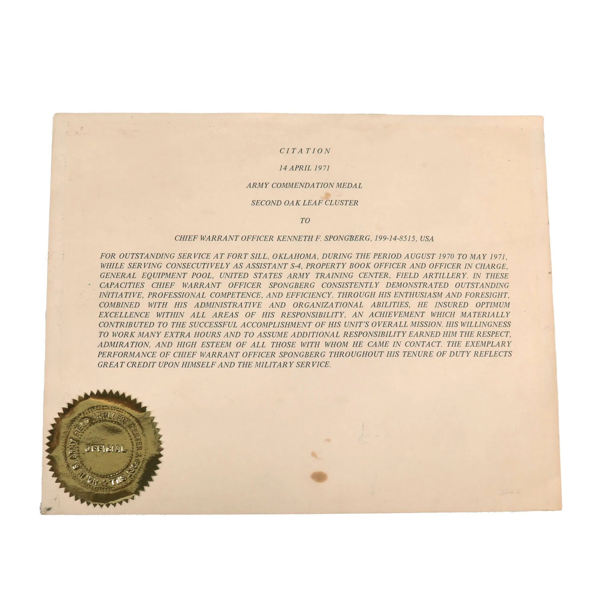 Original U.S. Vietnam War & Post Vietnam 1st Infantry Division Engraved Bronze Star Medal with OLC & Certificate Grouping - Army Commendation Medal & Others