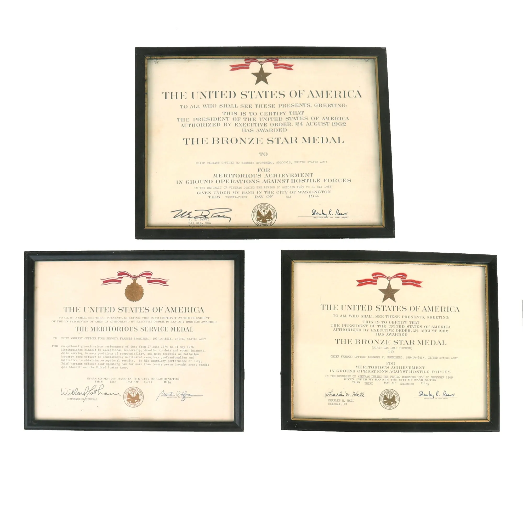 Original U.S. Vietnam War & Post Vietnam 1st Infantry Division Engraved Bronze Star Medal with OLC & Certificate Grouping - Army Commendation Medal & Others