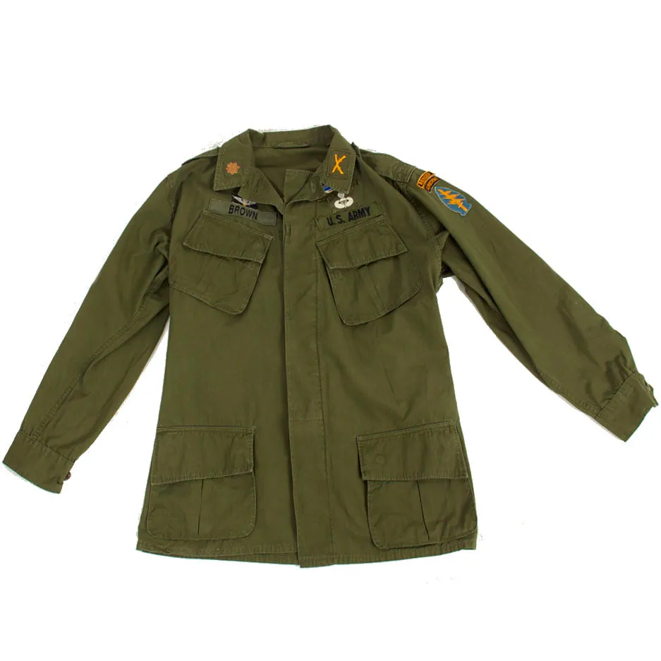 Original U.S. Vietnam War US Army Special Forces Airborne Ranger OG-107 Second Pattern “Type II” Jungle Uniform Jacket - Major Brown