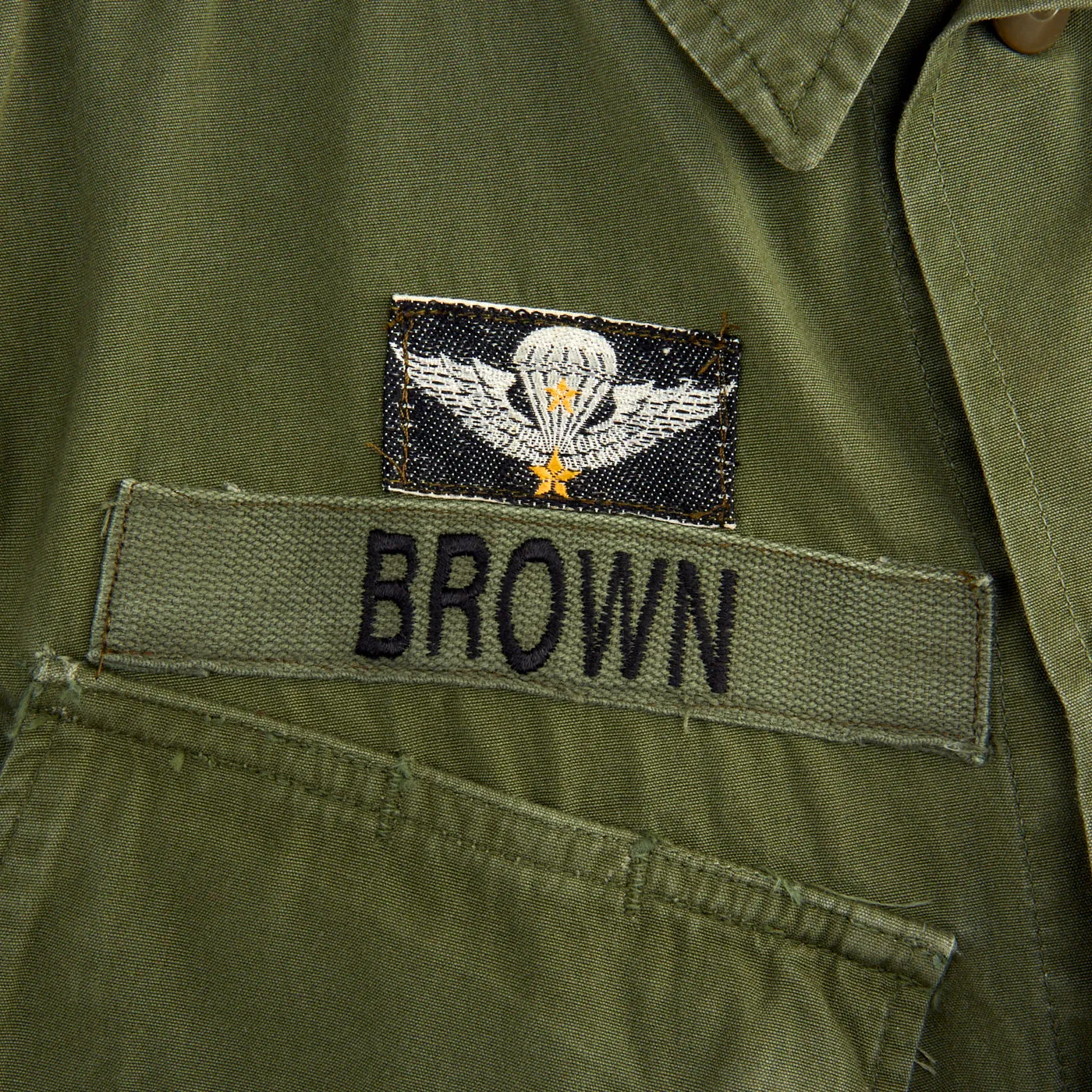 Original U.S. Vietnam War US Army Special Forces Airborne Ranger OG-107 Second Pattern “Type II” Jungle Uniform Jacket - Major Brown