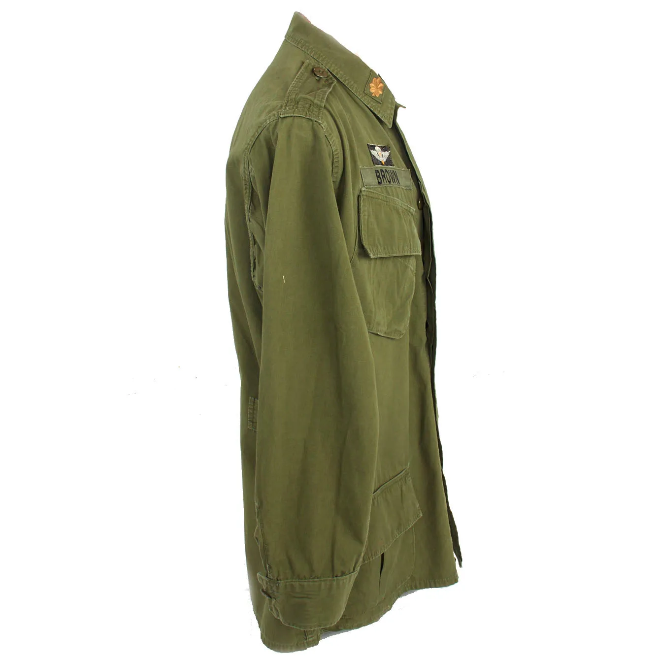 Original U.S. Vietnam War US Army Special Forces Airborne Ranger OG-107 Second Pattern “Type II” Jungle Uniform Jacket - Major Brown