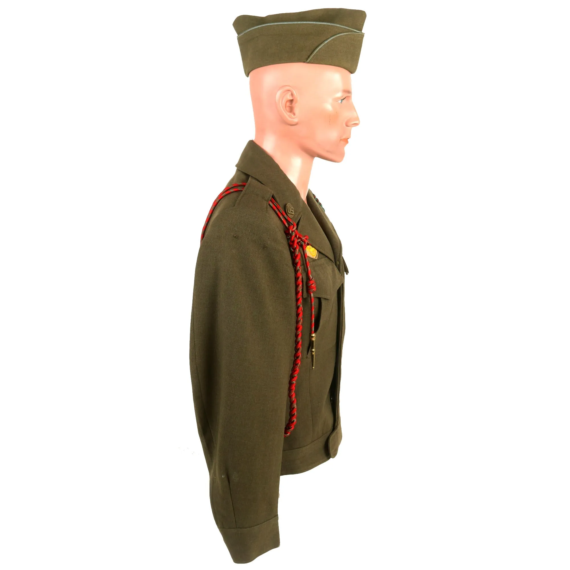 Original U.S. WWII 82nd Airborne Division, 505th Parachute Infantry Regiment Headquarters Ike Jacket Named to Private John M. Cox With Overseas Cap and Plaque